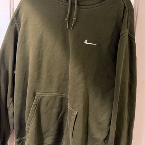 Nike Olive Green Pullover Sweatshirt with White Swoosh